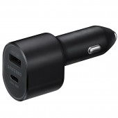 Incarcator auto rapid Samsung Super Fast Charger, USB Type-C (45W) + USB-A (15W), cablu inclus (5 A), Black